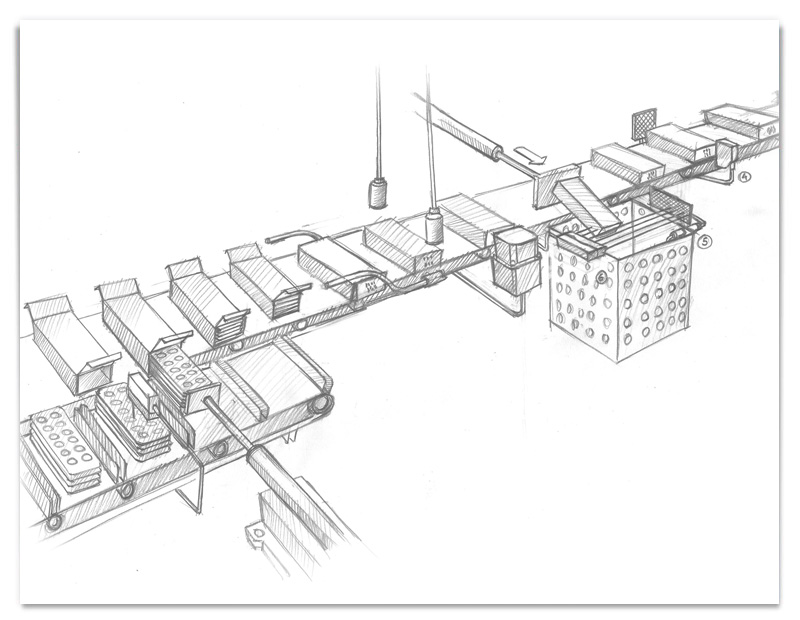 Kartoniermaschine Skizze
