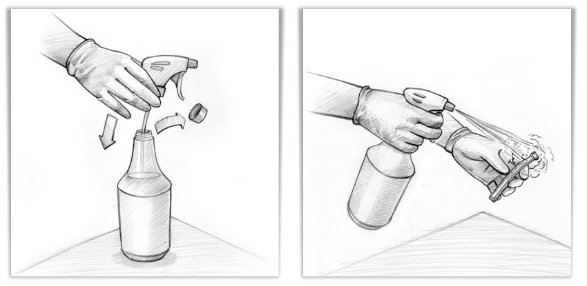 Sprühflasche benutzen