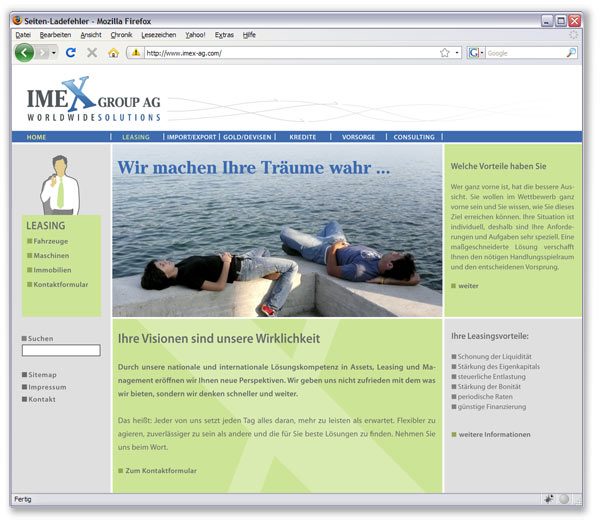 Internetseite ImeX AG