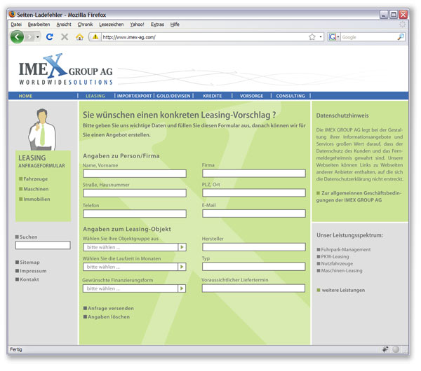 Kontaktformular ImeX AG